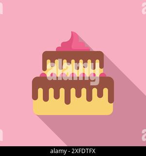 Two tier cake is covered with chocolate and strawberry cream, perfect for birthday or wedding party Stock Vector