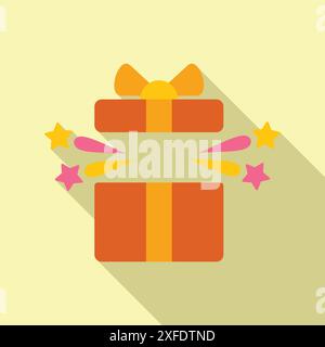 Open gift box exploding with confetti and stars, perfect for representing surprises and celebrations Stock Vector