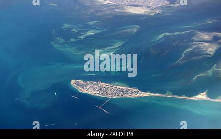 Aerial view of Ras Tanura and the Tarout Bay in Saudi Arabia. Stock Photo