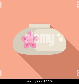 Pink sakura flower soap bar resting on a pink background Stock Vector