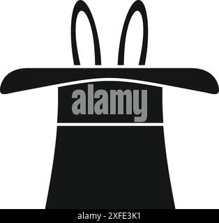 Black silhouette of a magician top hat with rabbit ears emerging from the opening Stock Vector