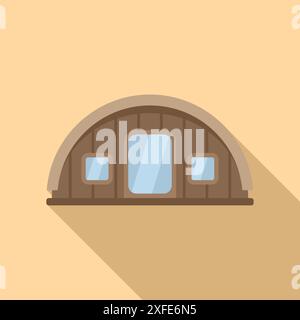 Modern eco house with round roof, ecological building with big windows Stock Vector