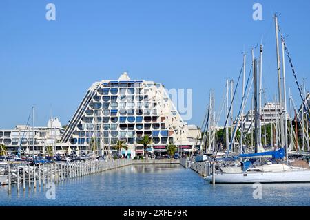 France, Herault, La Grande Motte, the city is classified as a national heritage site for its architecture created by the architect Jean Balladur Stock Photo