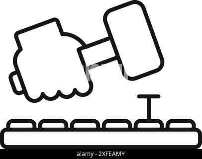 Hand is lifting a dumbbell weight over a computer keyboard, symbolizing the concept of fitness Stock Vector