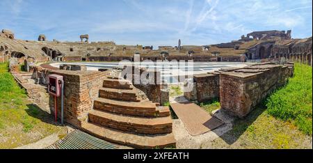 Built even before the Colosseum and probably a model for it, the amphitheatre of Capua is one the best preserved amphitheatre of the Roman times Stock Photo