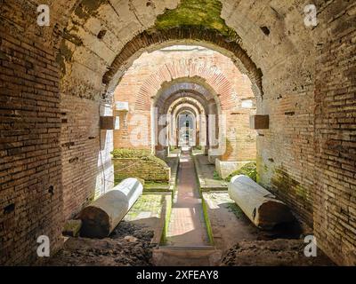 Built even before the Colosseum and probably a model for it, the amphitheatre of Capua is one the best preserved amphitheatre of the Roman times Stock Photo