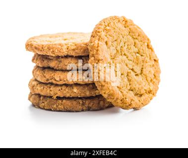 Tasty oatmeal cookies isolated on a white background. Stock Photo