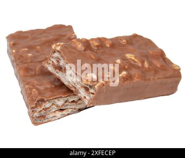 chocolate waffle bar isolated on white background Stock Photo