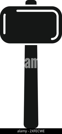 Blacksmith hammer with wooden handle forging metal objects, simple style Stock Vector