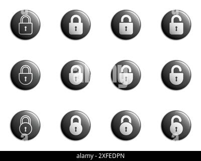 Lock icons set. Padlock symbol collection. Security symbol. Lock open and lock closed icon. Flat vector illustration Stock Vector