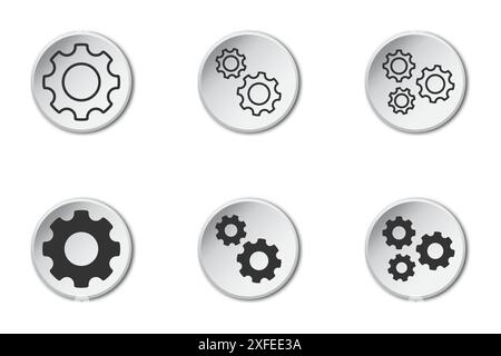 Gear icon set. Settings symbol. Flat vector illustration Stock Vector