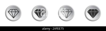 Diamond icons set. Brilliant symbol. Flat vector illustration Stock Vector