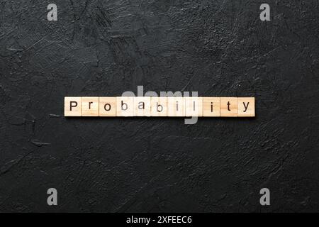 probability word written on wood block. probability text on table, concept. Stock Photo