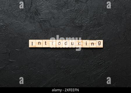 introducing word written on wood block. introducing text on table, concept. Stock Photo
