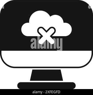 Simple icon representing a cloud storage service disconnection on a desktop computer Stock Vector