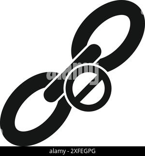 Black chain link with a break symbol is representing disconnection and broken connection Stock Vector