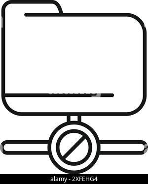 Closed folder icon is being blocked from being shared, representing the concept of restricted data access Stock Vector