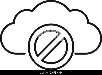 Simple line icon of a cloud computing symbol with a diagonal line through it indicating that access is denied Stock Vector