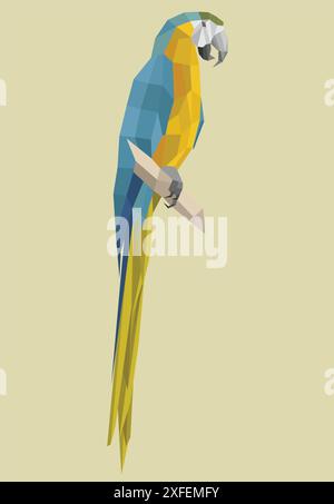 macaw parrot in low polygon style on a light background Stock Vector