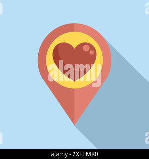 Location pin pointing love symbol with heart shape inside, for valentine's day or romantic events Stock Vector