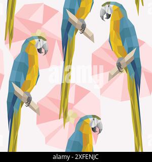 macaw parrot in low polygon style on a light background Stock Vector