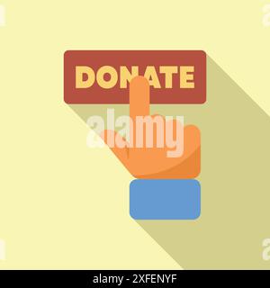 Hand with finger pushing pressing donate button, making financial contribution Stock Vector