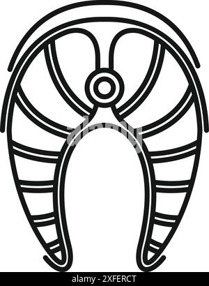 Salmon fish skeleton structure icon illustrating the anatomy of its body in a simple linear design Stock Vector