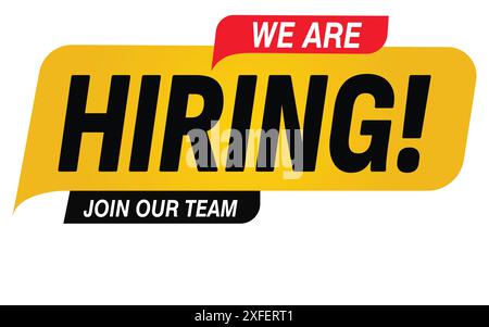 We are hiring. Join our team. Red yellow black and white color theme. Top Hiring Post Design. we are hiring join our team poster banner graphic design Stock Vector