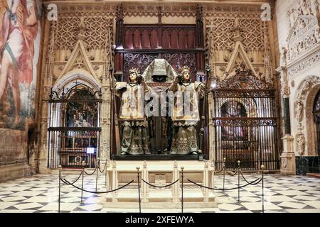 The Tomb of Christopher Columbus in the Seville Cathedral Stock Photo