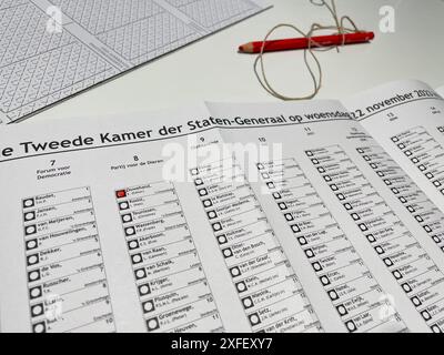 Netherlands - A ballot is a paper form used to cast votes in an election. Stock Photo