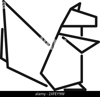 Origami squirrel made with folded paper in a minimalist and geometric style Stock Vector