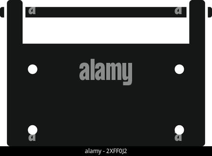 Simple black and white silhouette of a square piece of metal with a handle and holes, likely used in blacksmithing Stock Vector