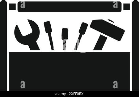 This simple icon features a toolbox holding tools, perfect for projects related to construction, repair, or home improvement Stock Vector