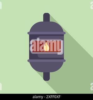 Modern biogas production plant burning biofuel for green energy, flat style icon Stock Vector