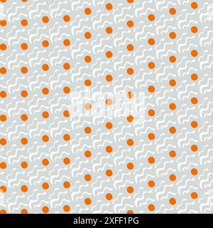 Wavy and swirled colorful elements seamless pattern. Hand drawn vector geometric pattern with curved bold lines, circles. Children style colored banne Stock Vector