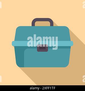 Closed empty plastic toolbox, storing and carrying equipment for handyman Stock Vector