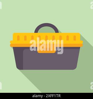 Yellow and grey plastic toolbox is lying with its shadow Stock Vector