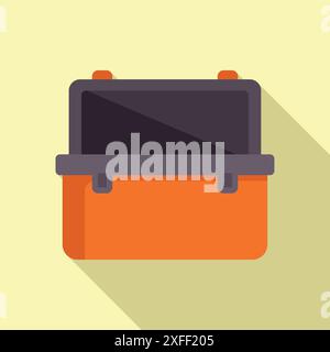 Open orange toolbox is holding tools for a construction or repair project Stock Vector