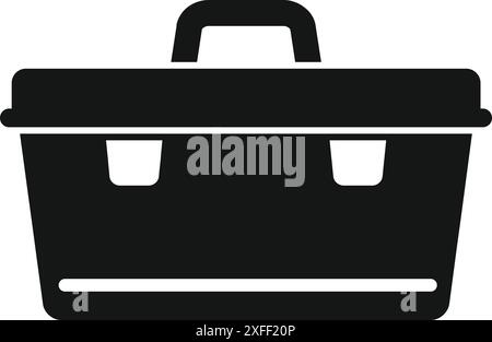 Black silhouette of a plastic tool box for storing and carrying instruments, isolated on a white background Stock Vector