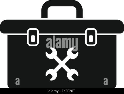 Black toolbox icon representing the concept of repairing and maintaining Stock Vector