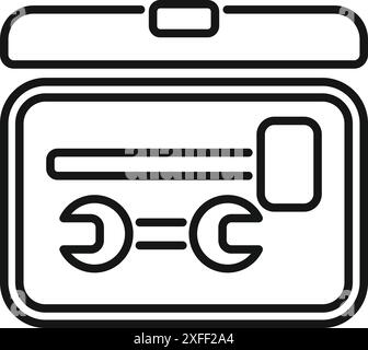 Open toolbox containing a hammer and two wrenches, representing home repair and construction Stock Vector