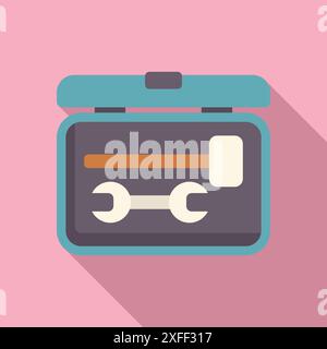 Open toolbox containing a hammer and wrench, suggesting a concept of diy, repair, or home improvement Stock Vector