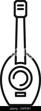 Simple black and white line art depicting a guitar, ideal for music related designs Stock Vector