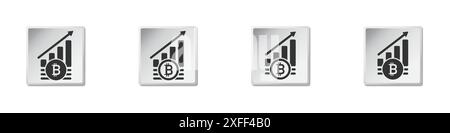 Bitcoin increase symbol. Сryptocurrency growth icon. Flat vector illustration Stock Vector