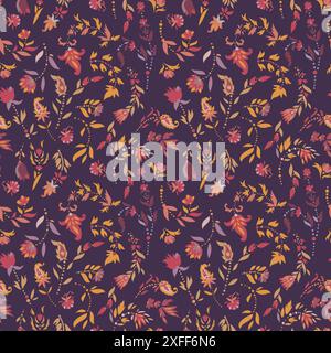 Dark Floral Pattern with Paisley Stock Vector