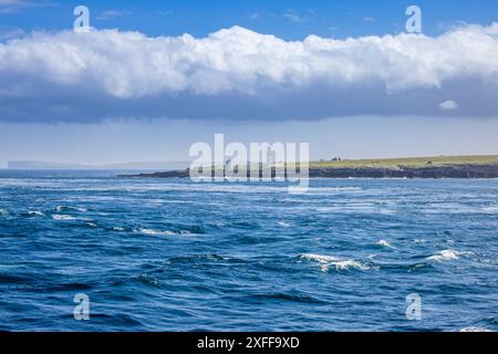 Crossing the ‘Boars of Duncansby’ in the Pentland Firth on the Pentland Orkney ferry, Caithness, North Scotland Stock Photo