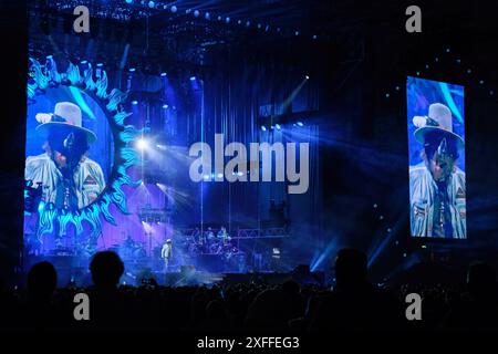 The Italian singer, Zucchero Fornaciari, stage name is the Italian word for 'sugar' performs live on stage with his ìOverdose d'Amoreî tour at Stadio Adriatico. (Photo by Elena Vizzoca / SOPA Images/Sipa USA) Stock Photo