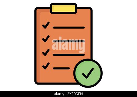 Meal plan icon. menu list with check marks. icon related to monitor nutrition. colored outline icon style. health elements vector illustration Stock Vector