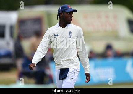 Beckenham, England. 3rd Jul 2024. Jamal Richards during day one of the tour match between the First-Class County Select XI and West Indies. Kyle Andrews/Alamy Live News Stock Photo