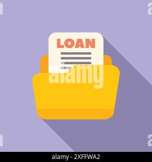 Loan agreement document is being placed inside a folder representing a new credit being taken Stock Vector